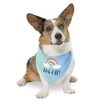 Rainbow Fetch Off Pet Collar Bandana (blue/green)