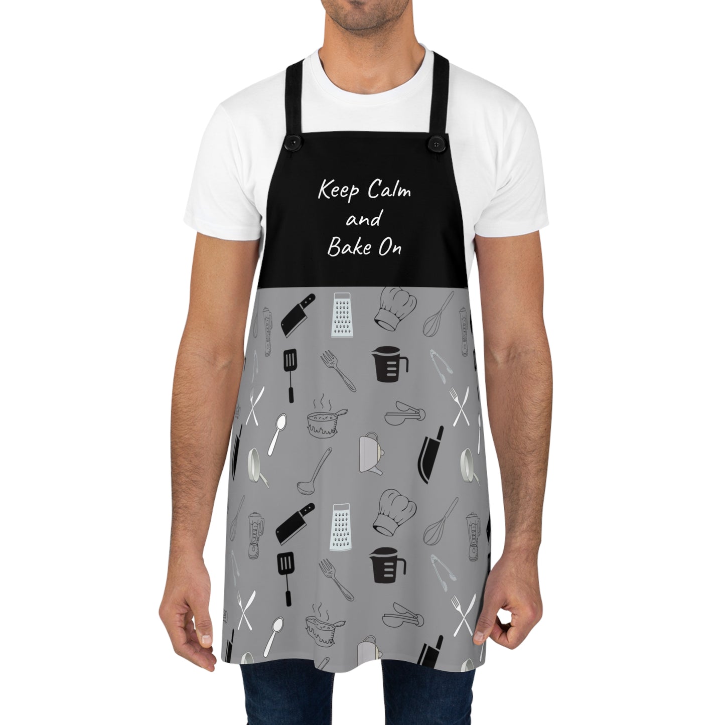 Keep Calm & Bake On Kitchen Apron (grey)