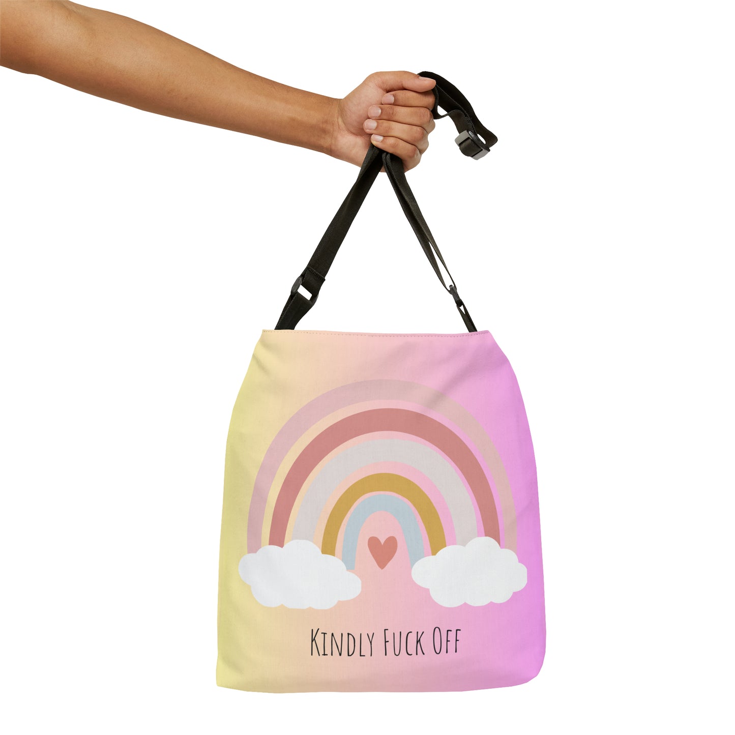 Rainbow Adjustable Tote/Messenger Bag- Kindly Fuck Off (pink)