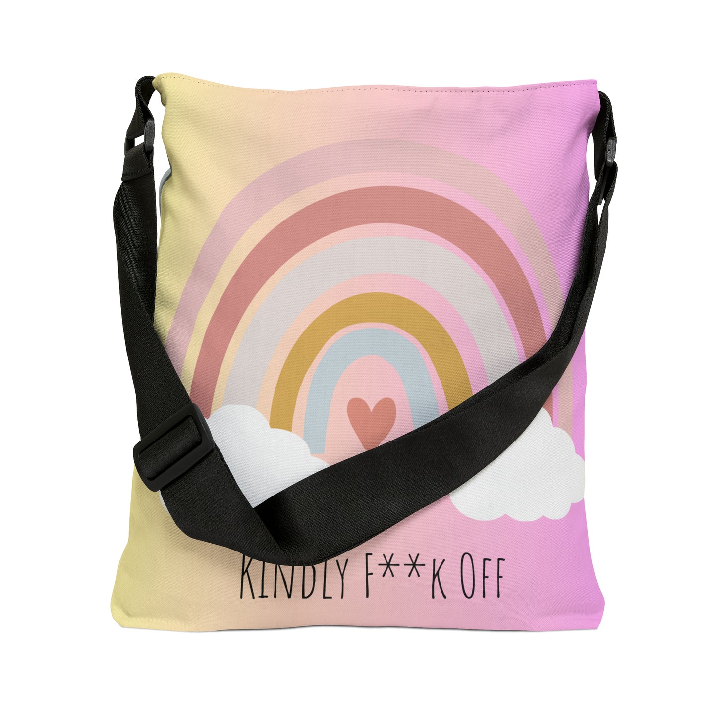 Rainbow Adjustable Tote/Messenger Bag- Kindly F**K Off (pink/grey)