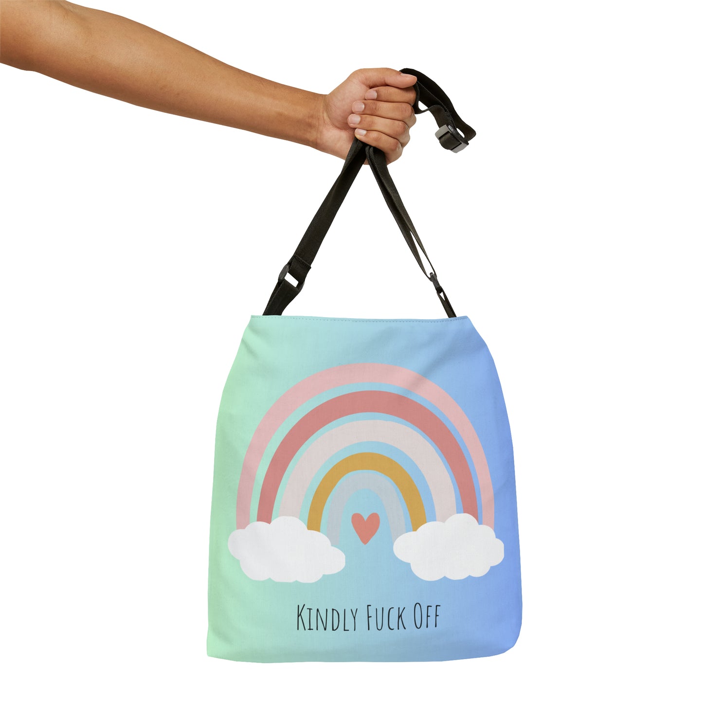 Rainbow Adjustable Tote/Messenger Bag- Kindly Fuck Off (blue)