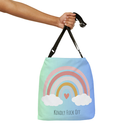 Rainbow Adjustable Tote/Messenger Bag- Kindly Fuck Off (blue)