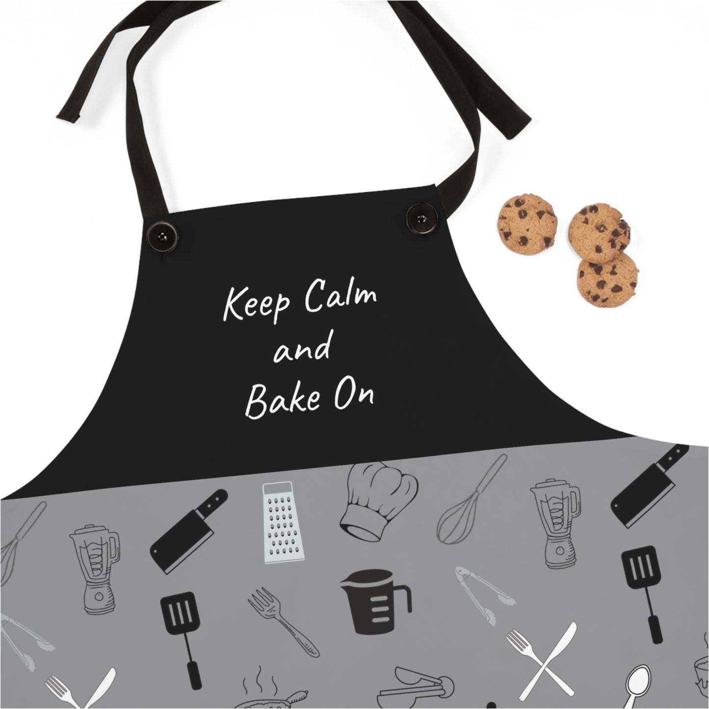 Keep Calm & Bake On Kitchen Apron (grey)