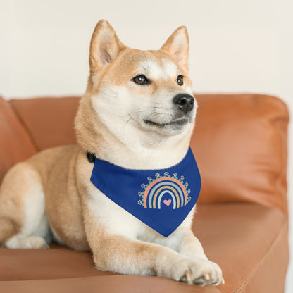 Pawsome Rainbow Pet Collar Bandana (navy)