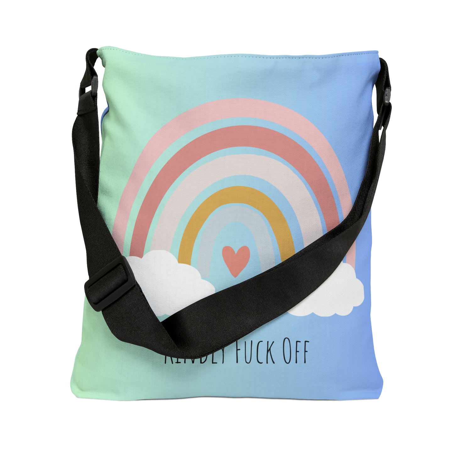 Rainbow Adjustable Tote/Messenger Bag- Kindly Fuck Off (blue)