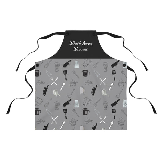 Whisk Away Worries Kitchen Apron (grey)