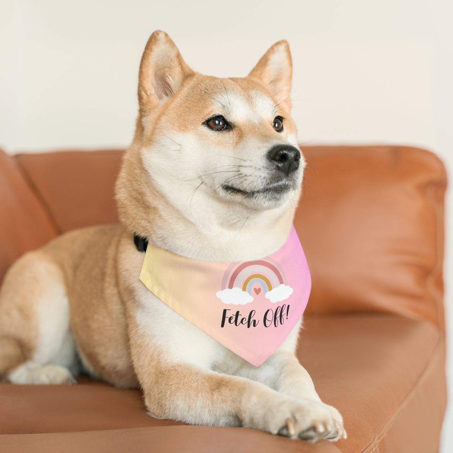 Rainbow Fetch Off Collar Bandana (pink/yellow)