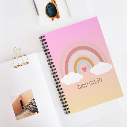 Rainbow Spiral Notebook- Kindly Fuck Off (pink)