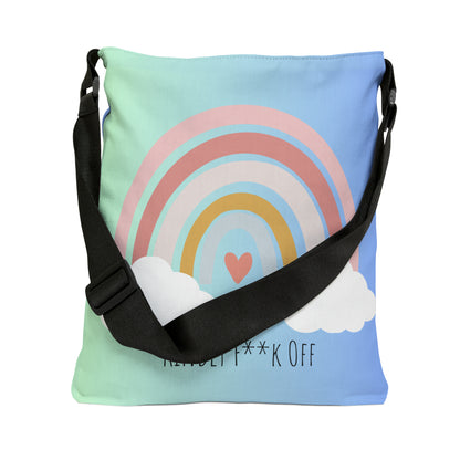 Rainbow Adjustable Tote/Messenger Bag- Kindly F**K Off (blue)