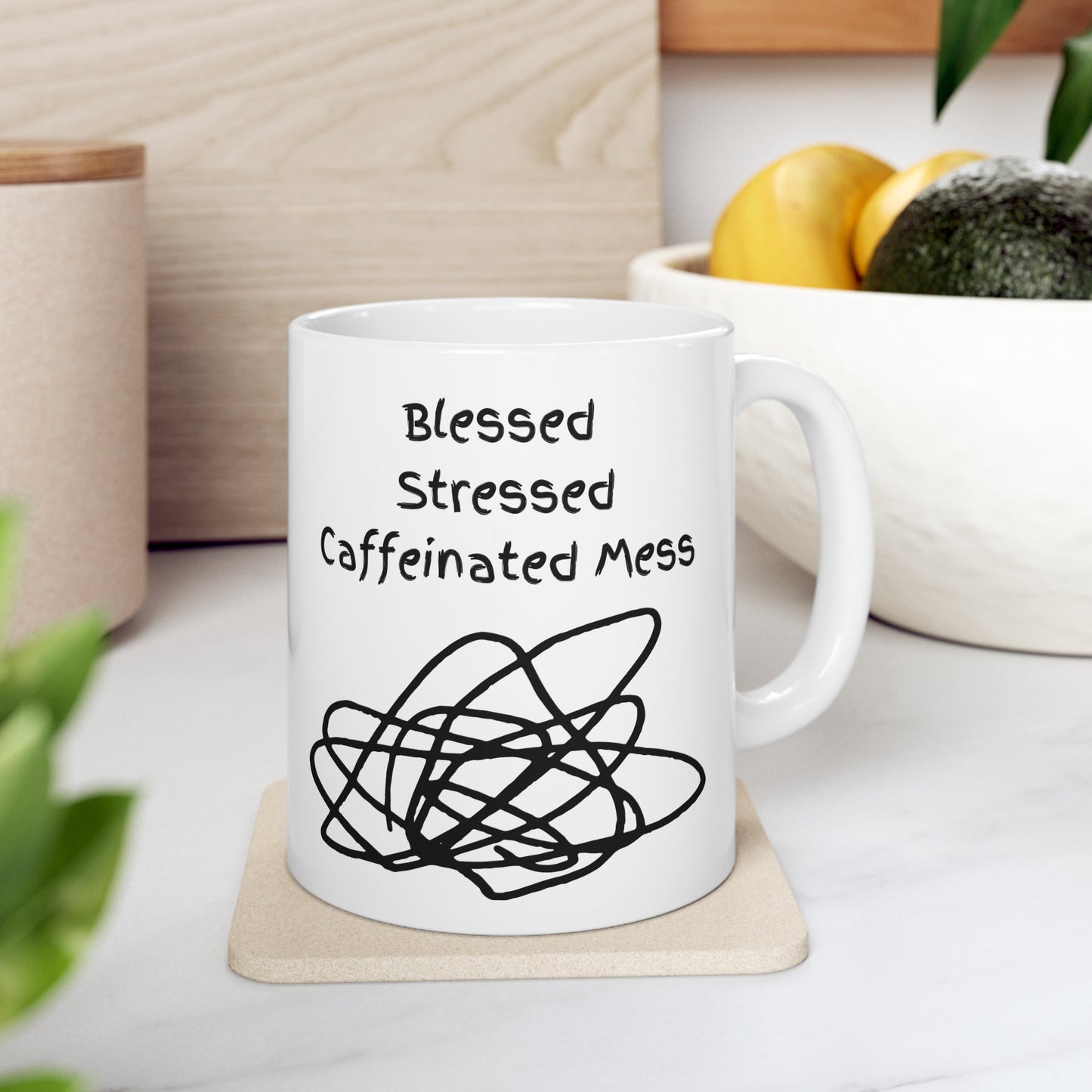 Blessed, Stressed, Caffeinated Ceramic Mug (11 & 15oz)