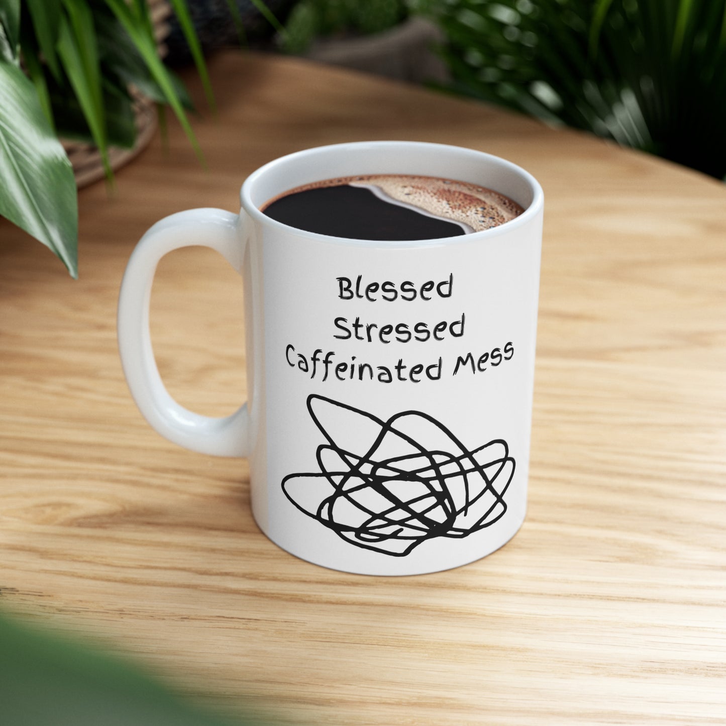 Blessed, Stressed, Caffeinated Ceramic Mug (11 & 15oz)