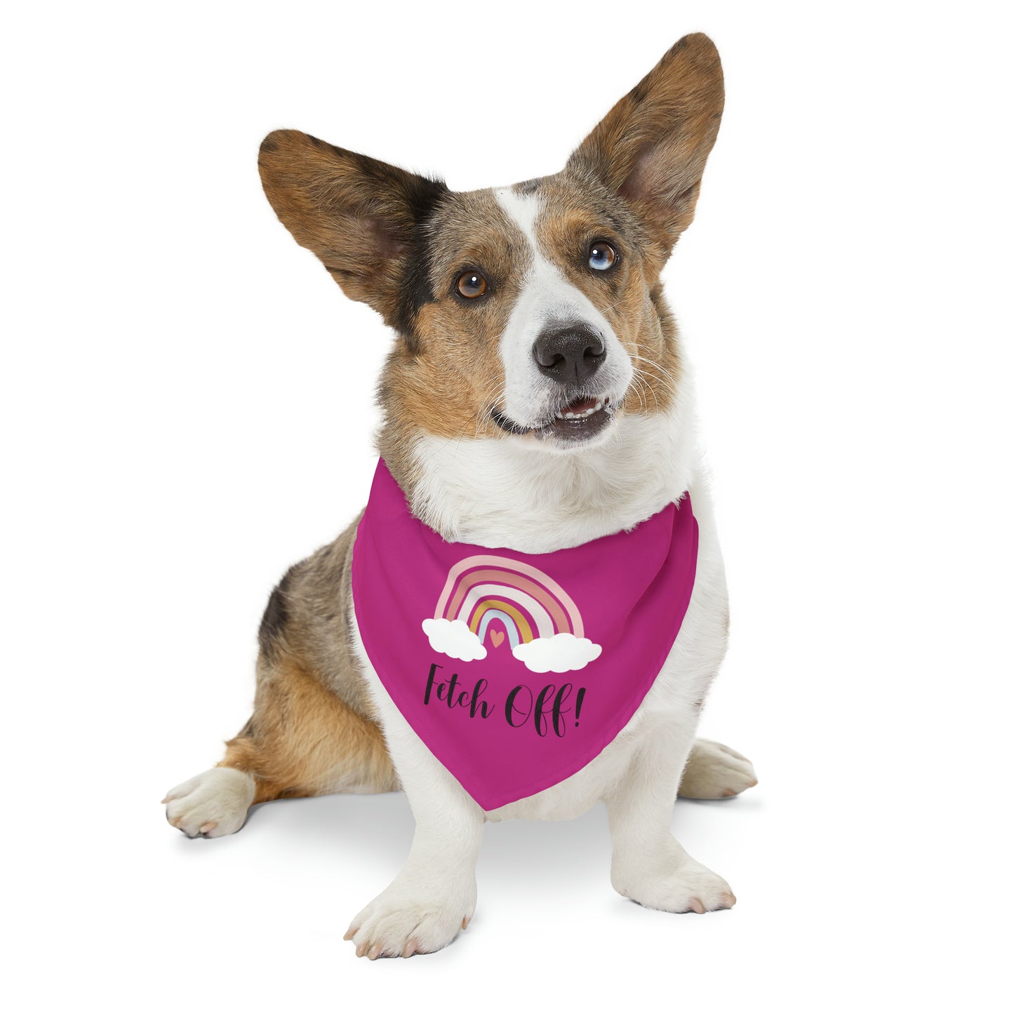 Rainbow Fetch Off Pet Collar Bandana (magenta)