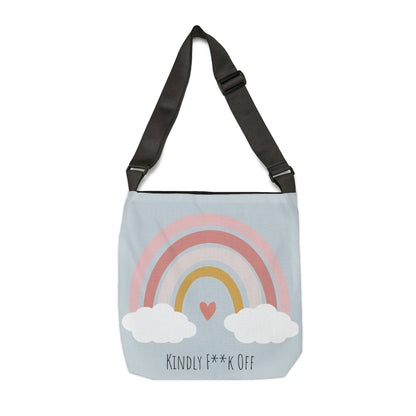 Rainbow Adjustable Tote/Messenger Bag- Kindly F**K Off (pink/grey)