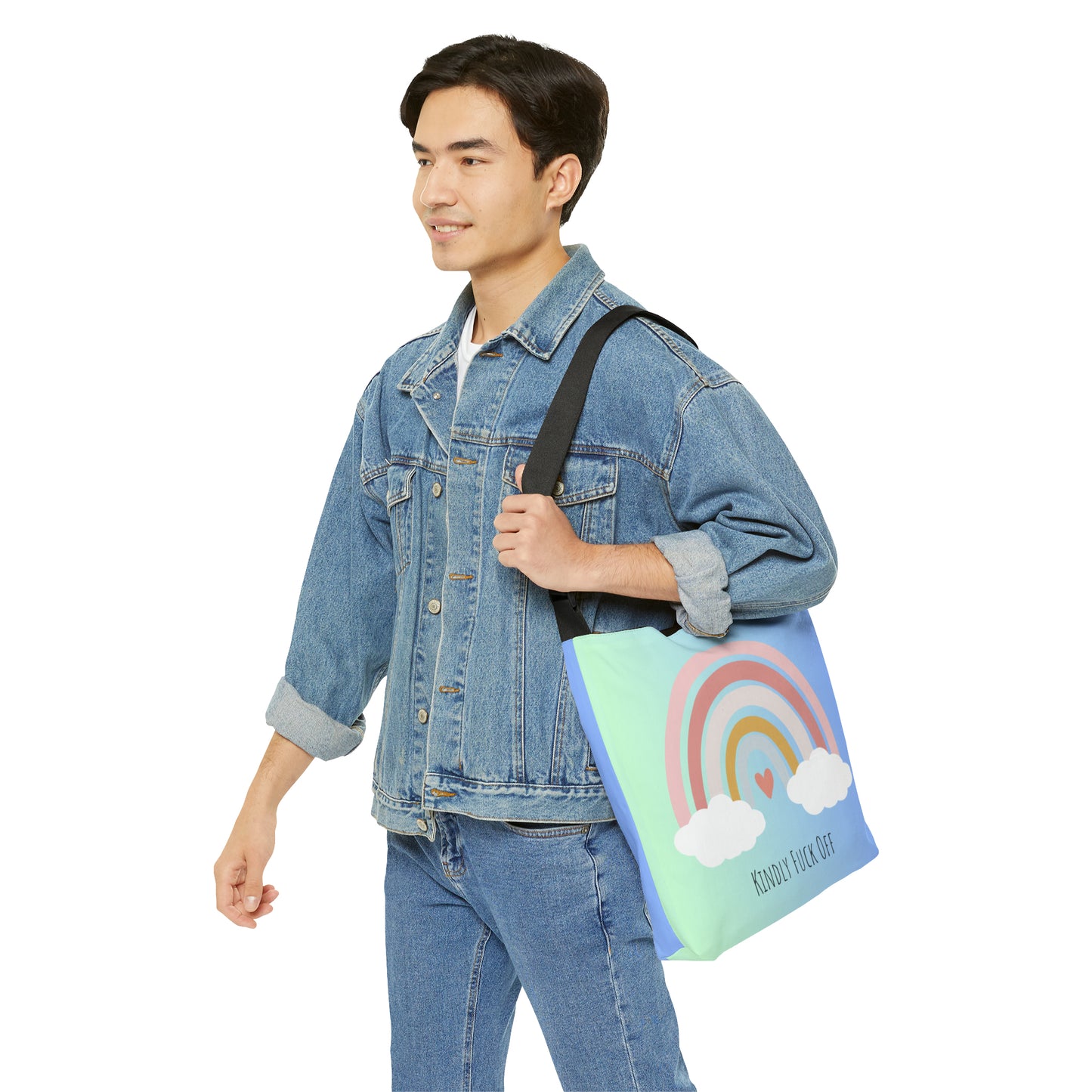 Rainbow Adjustable Tote/Messenger Bag- Kindly Fuck Off (blue)