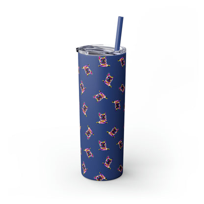 Frenchie Friends Skinny Tumbler with Straw, 20 oz (multiple colors)