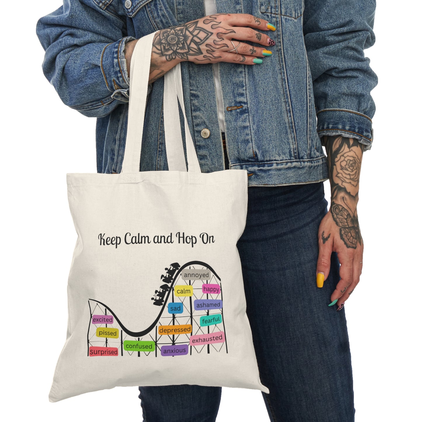 Keep Calm and Hop On Natural Tote Bag