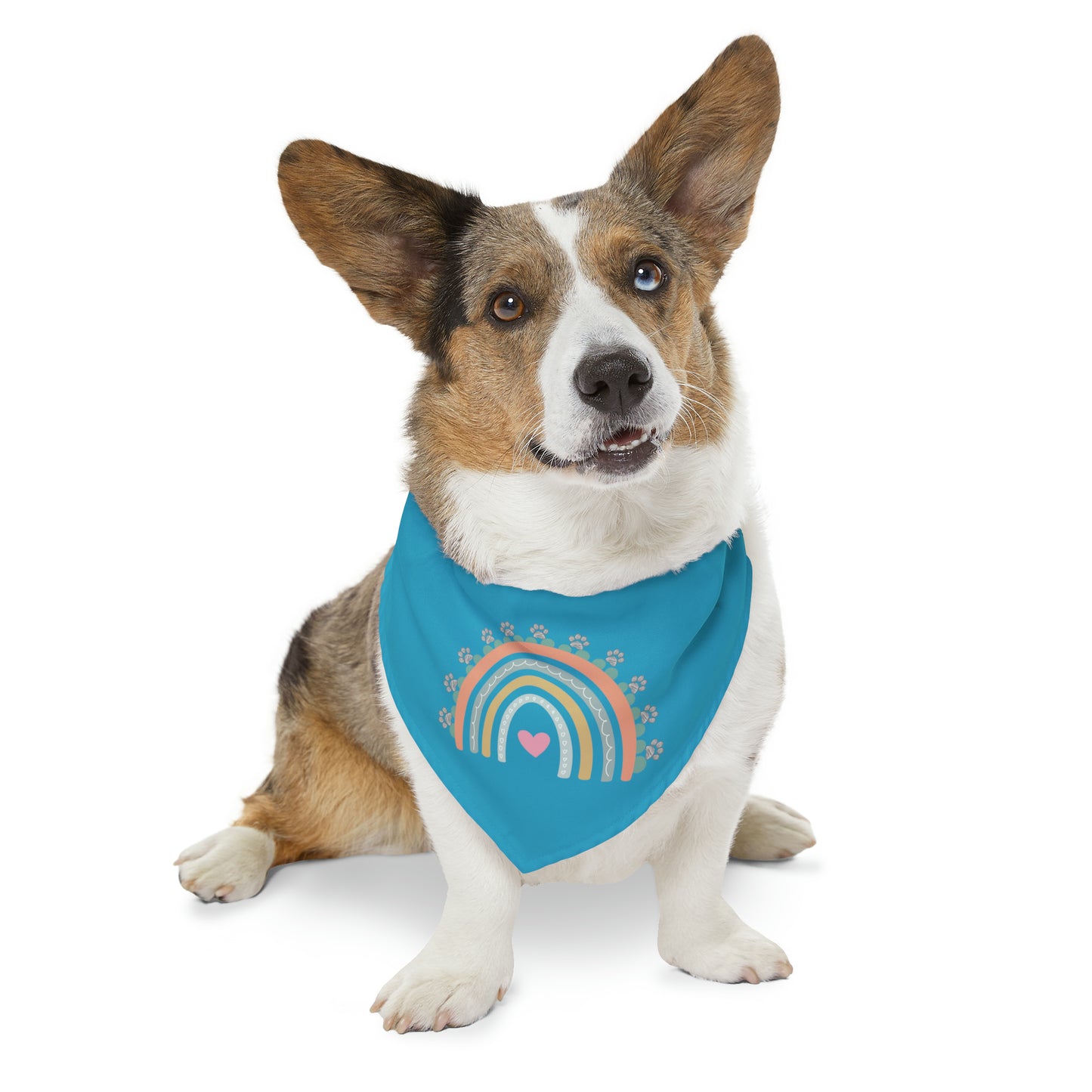 Pawsome Rainbow Pet Collar Bandana (turquoise)