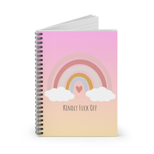 Rainbow Spiral Notebook- Kindly Fuck Off (pink)