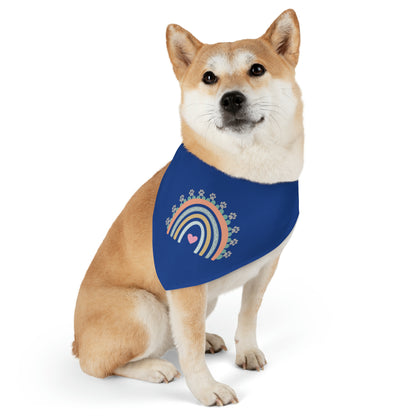 Pawsome Rainbow Pet Collar Bandana (navy)