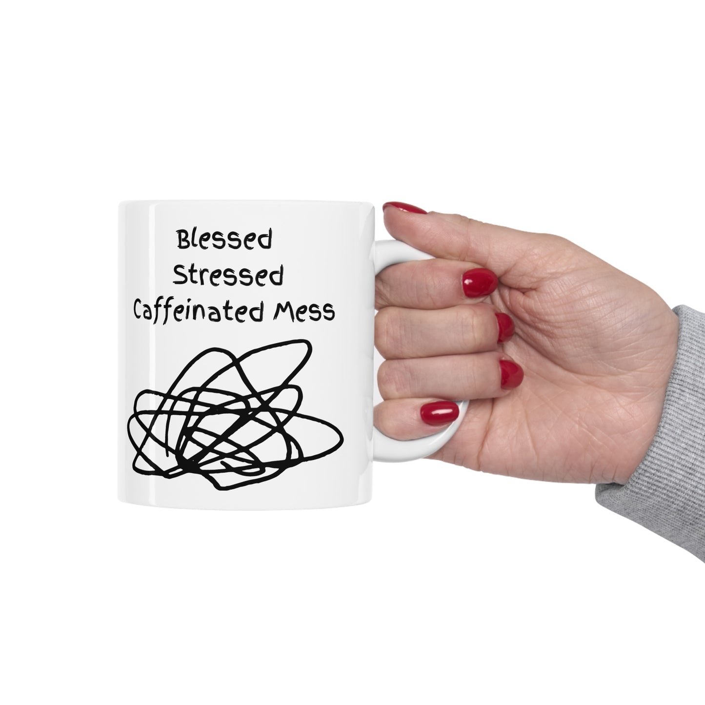 Blessed, Stressed, Caffeinated Ceramic Mug (11 & 15oz)