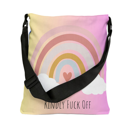 Rainbow Adjustable Tote/Messenger Bag- Kindly Fuck Off (blue/pink)