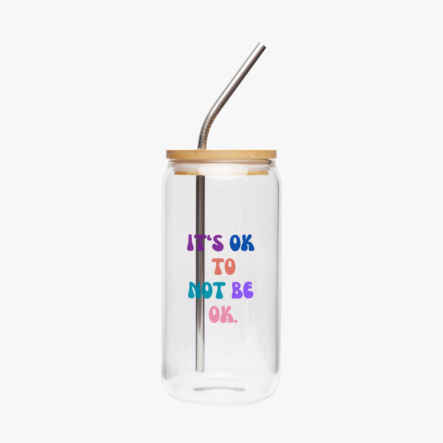 Self-Acceptance Drinking Glass w/bamboo lid.