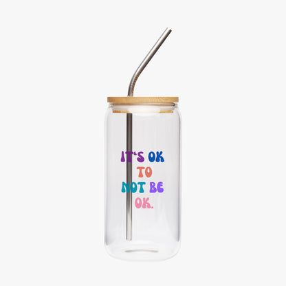 Self-Acceptance Drinking Glass w/bamboo lid.