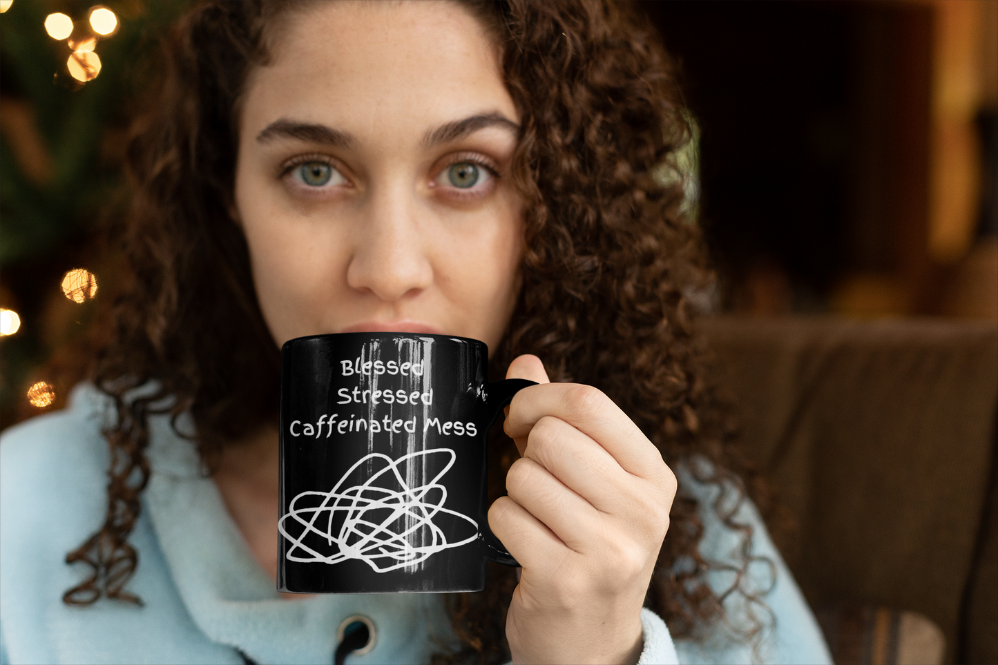 Blessed, Stressed, Caffeinated Mess 11oz Black Mug