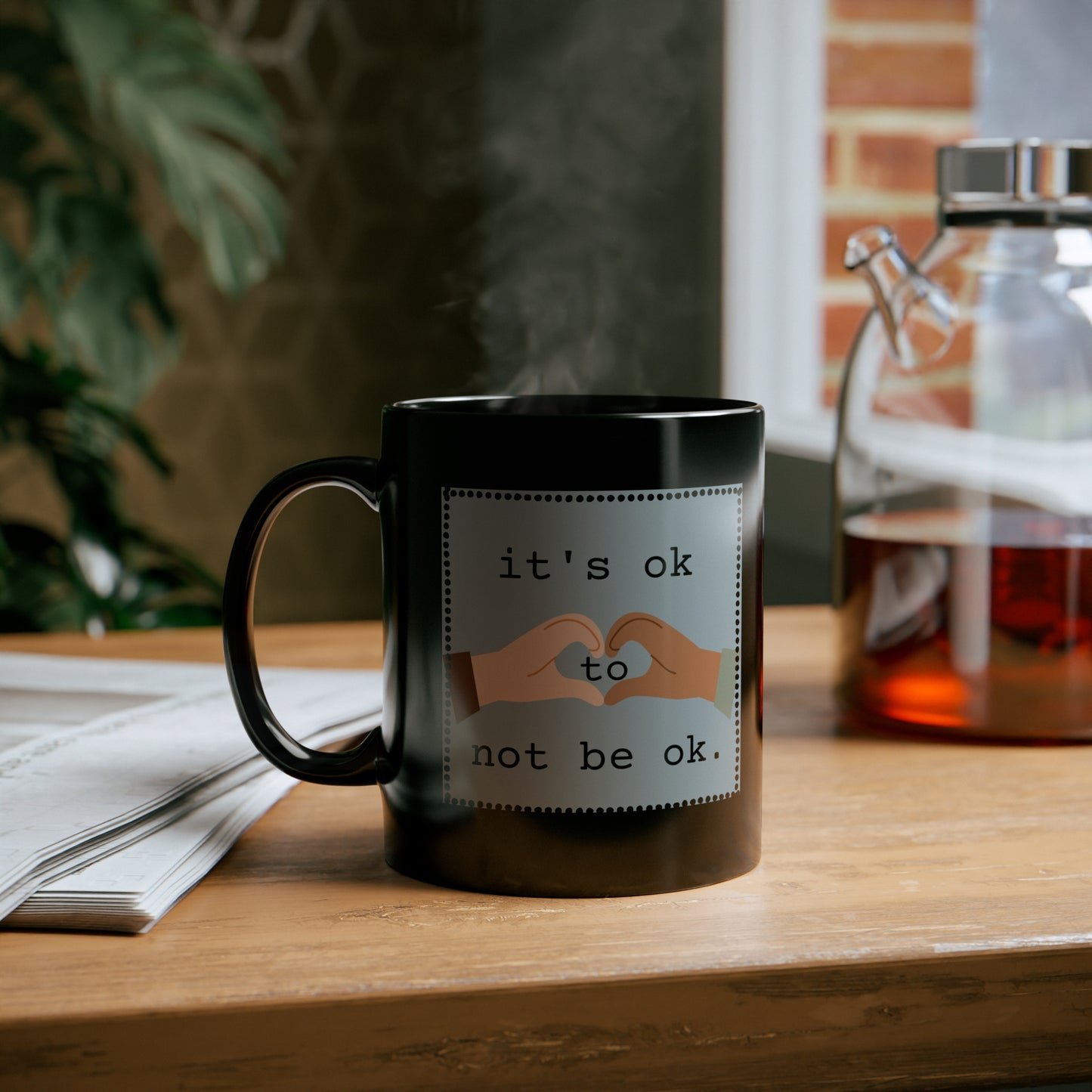 Hands and Heart Ceramic Mug 11oz (black)