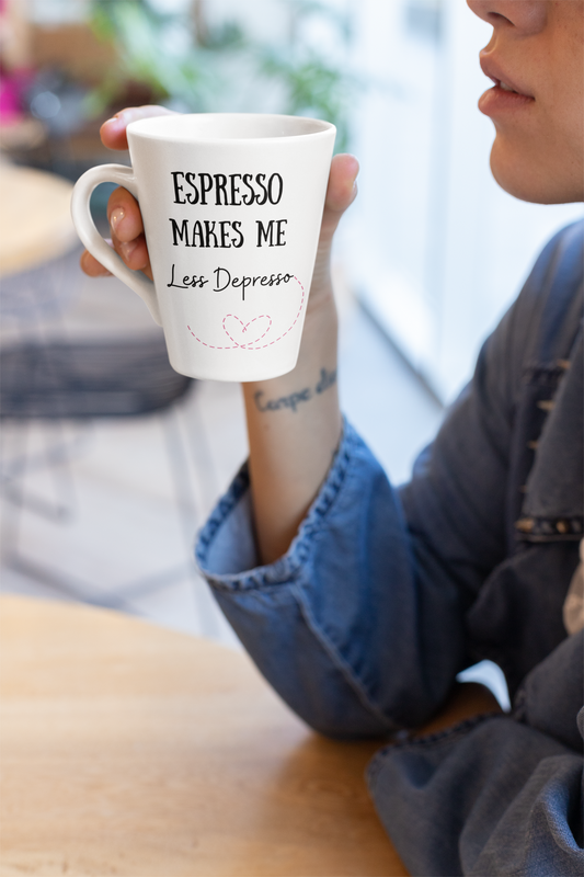 Espresso Less Depresso 12oz Ceramic Latte Mug