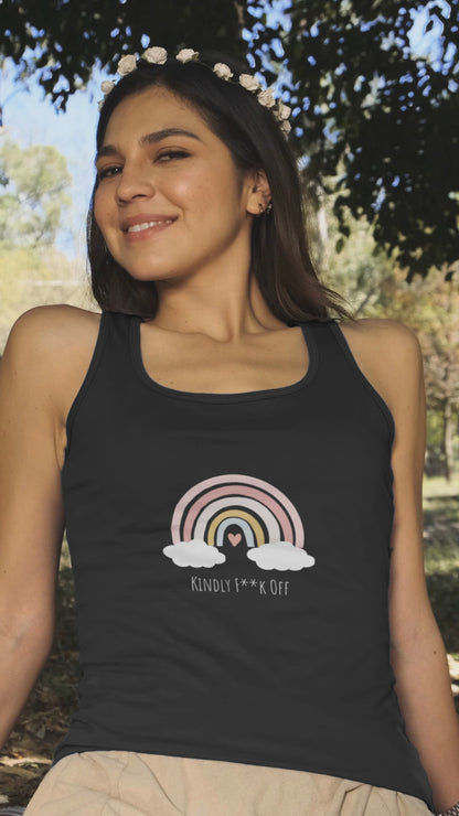 Rainbow Racerback Tank- Kindly F**K Off