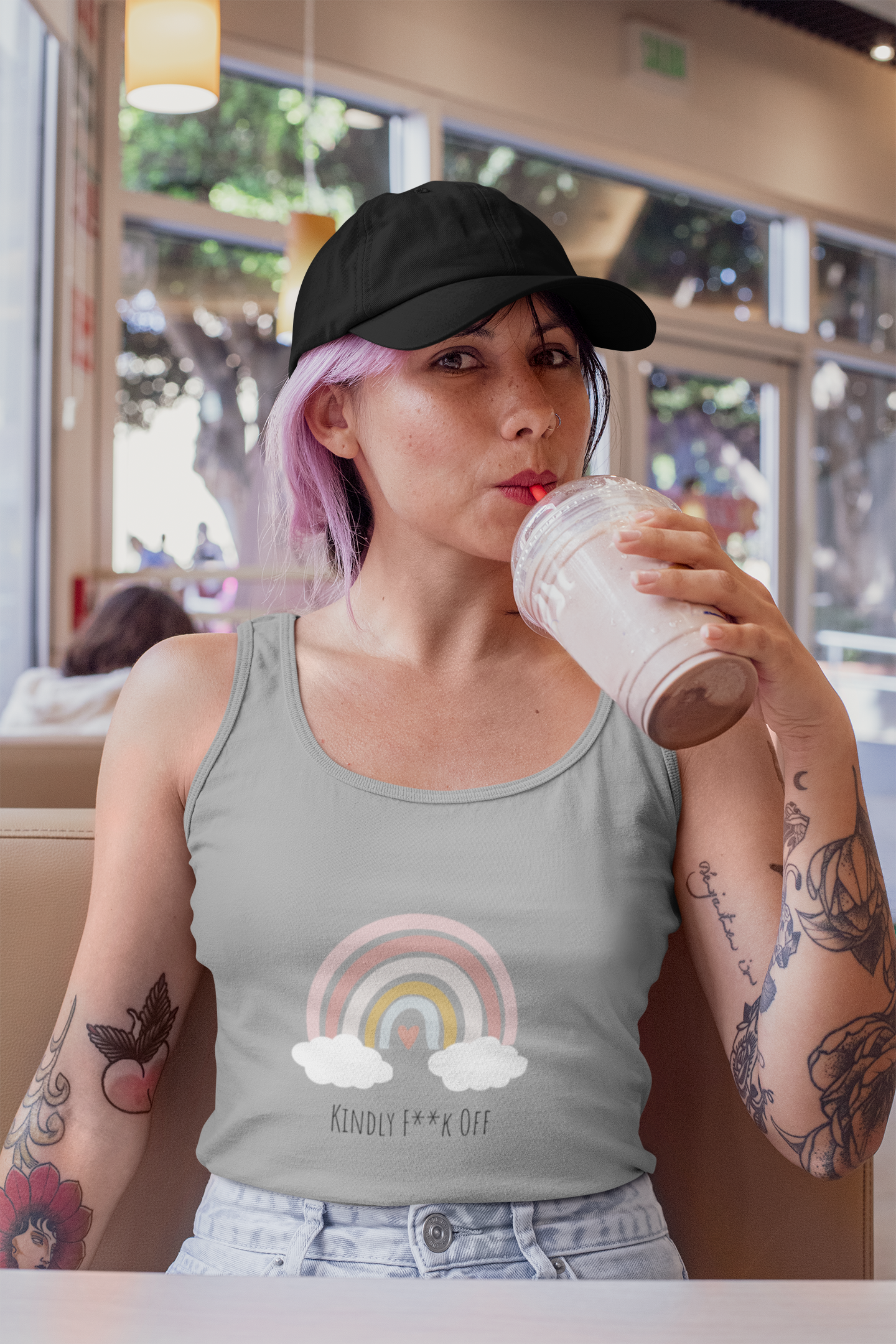 Rainbow Racerback Tank- Kindly F**K Off