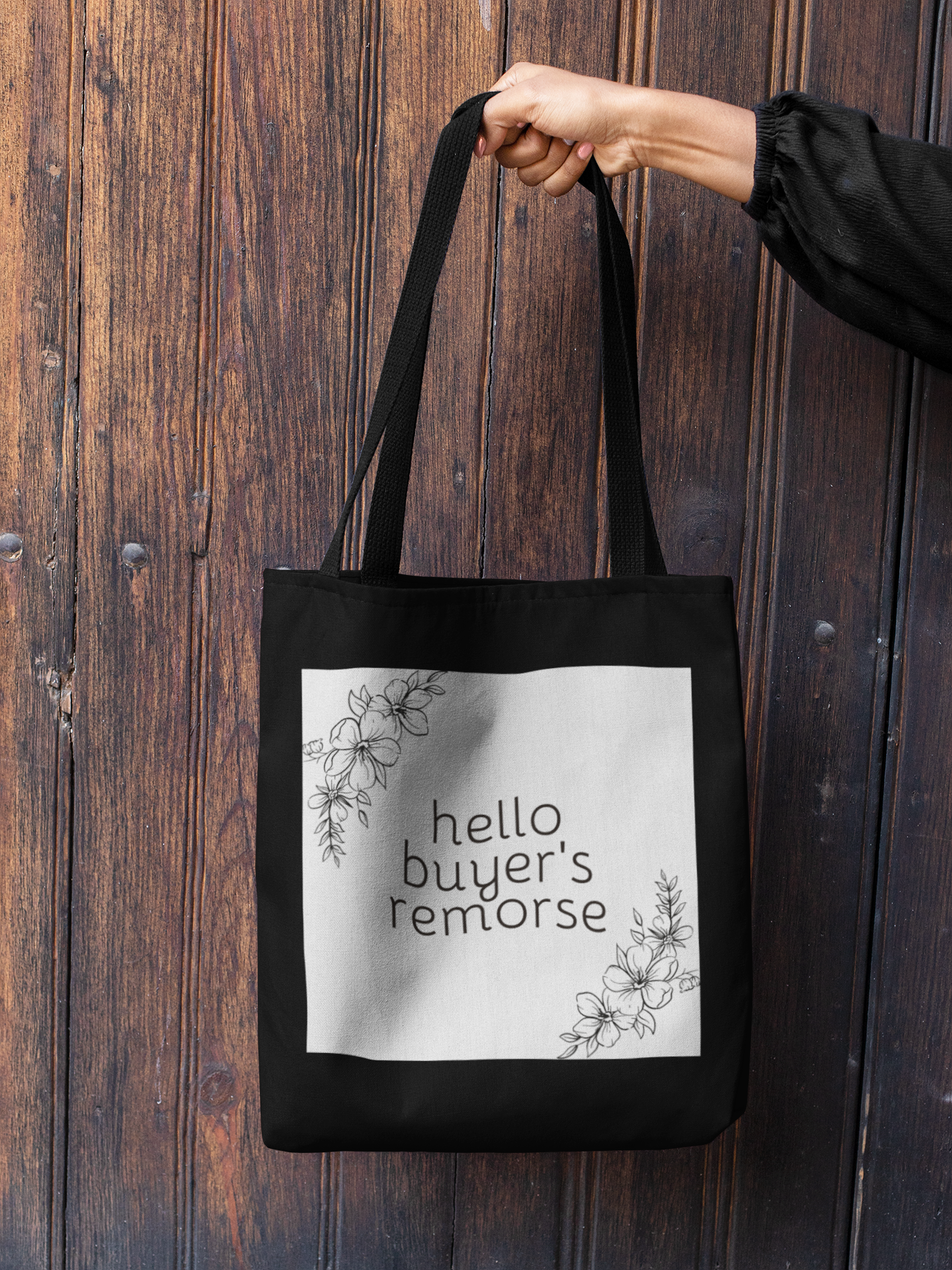 Buyer's Remorse Black Tote Bag