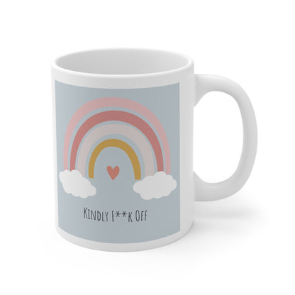 Rainbow Ceramic Mug 11oz- Kindly F**K Off (grey)