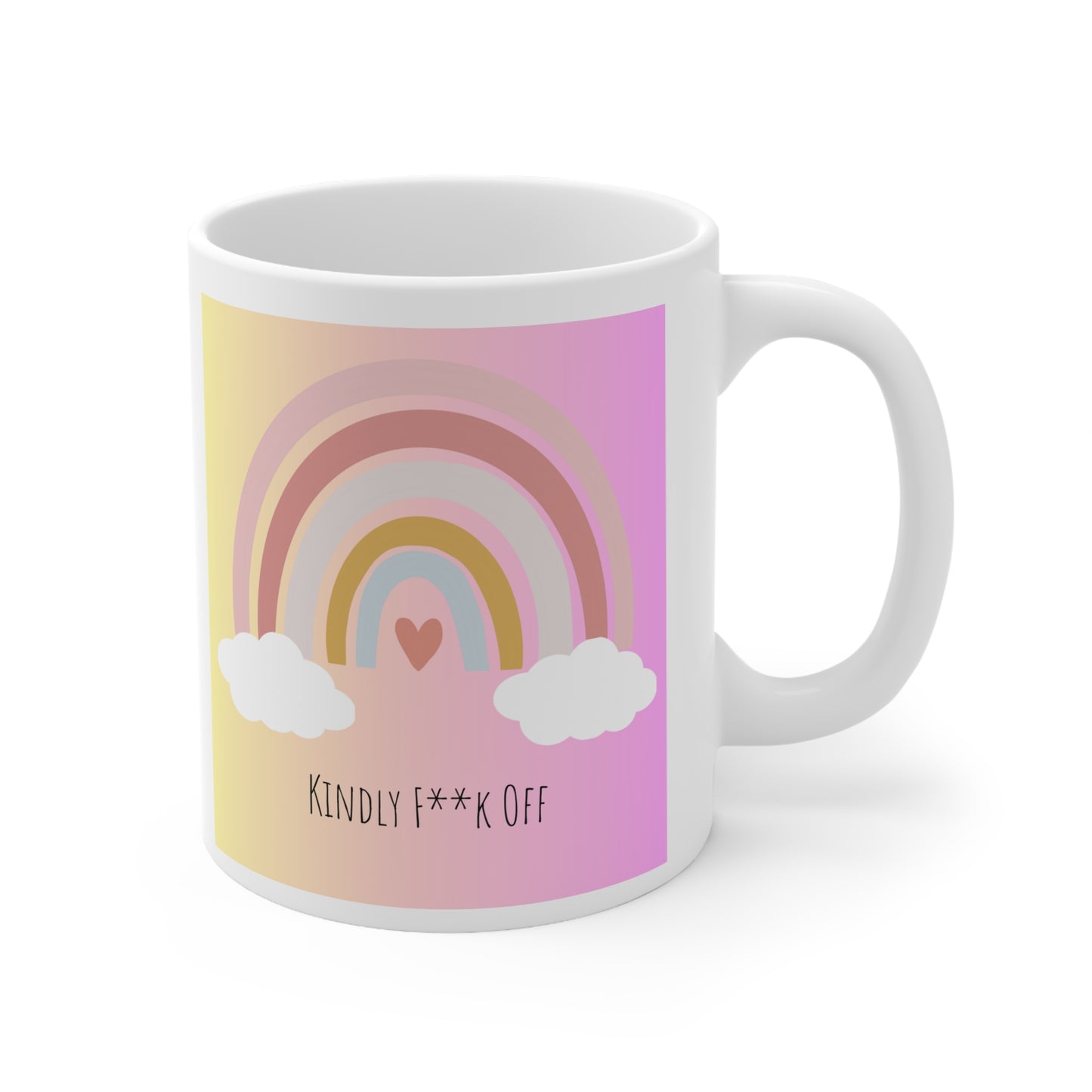 Rainbow Ceramic Mug 11oz- Kindly F**K Off (pink)