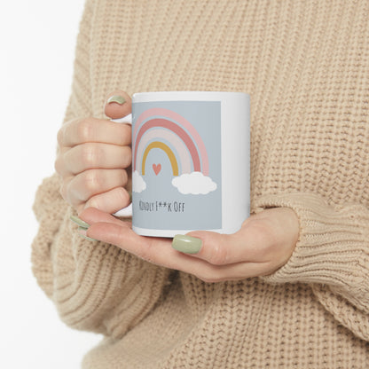 Rainbow Ceramic Mug 11oz- Kindly F**K Off (grey)