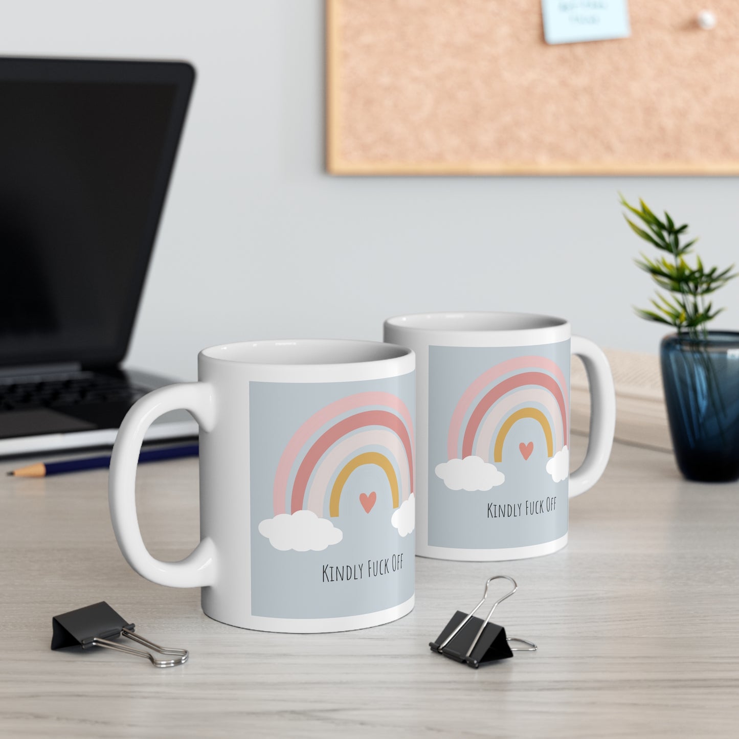 Rainbow Ceramic Mug 11oz- Kindly Fuck Off (grey)