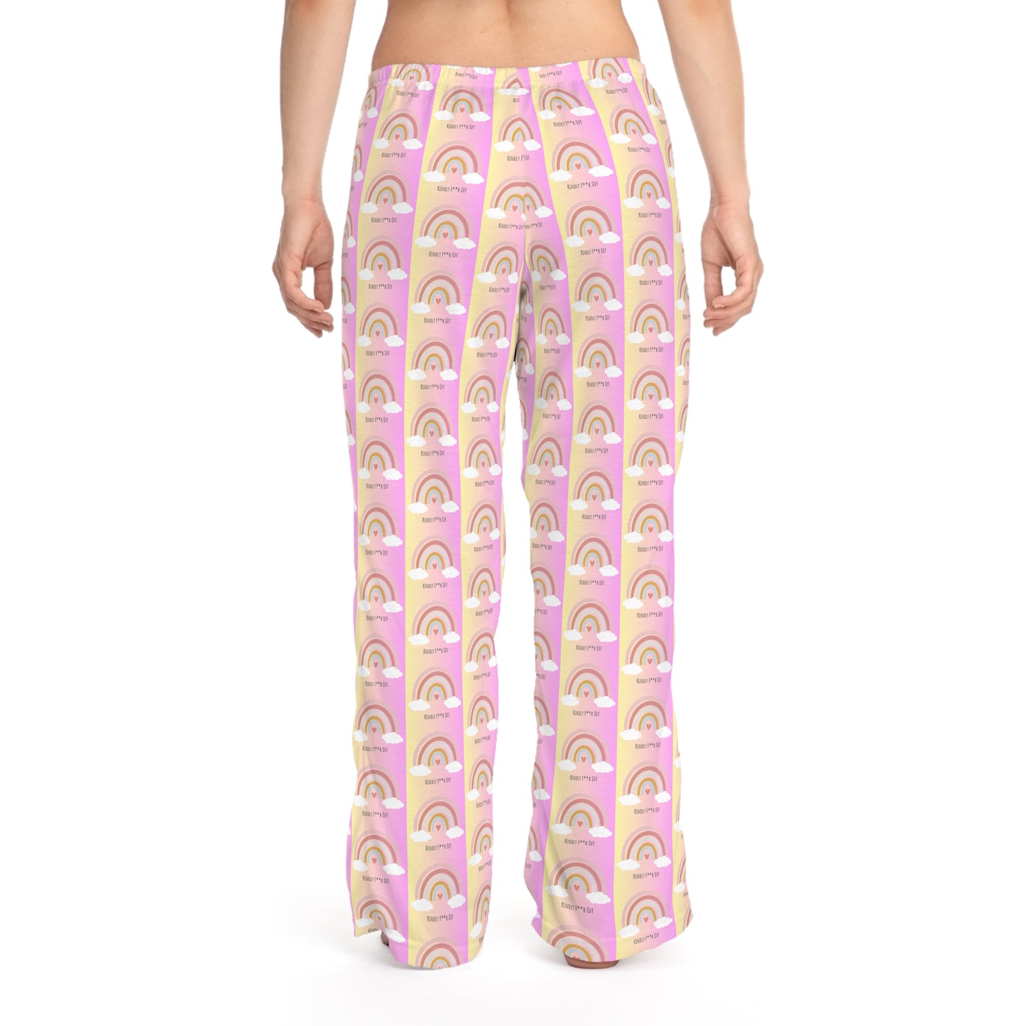 Rainbow Jersey Knit Pajama Pants - Kindly F**K Off (pink)