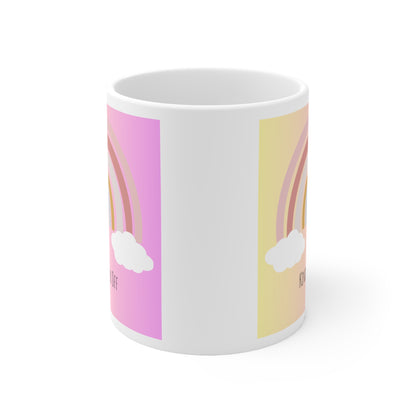 Rainbow Ceramic Mug 11oz- Kindly Fuck Off (pink)