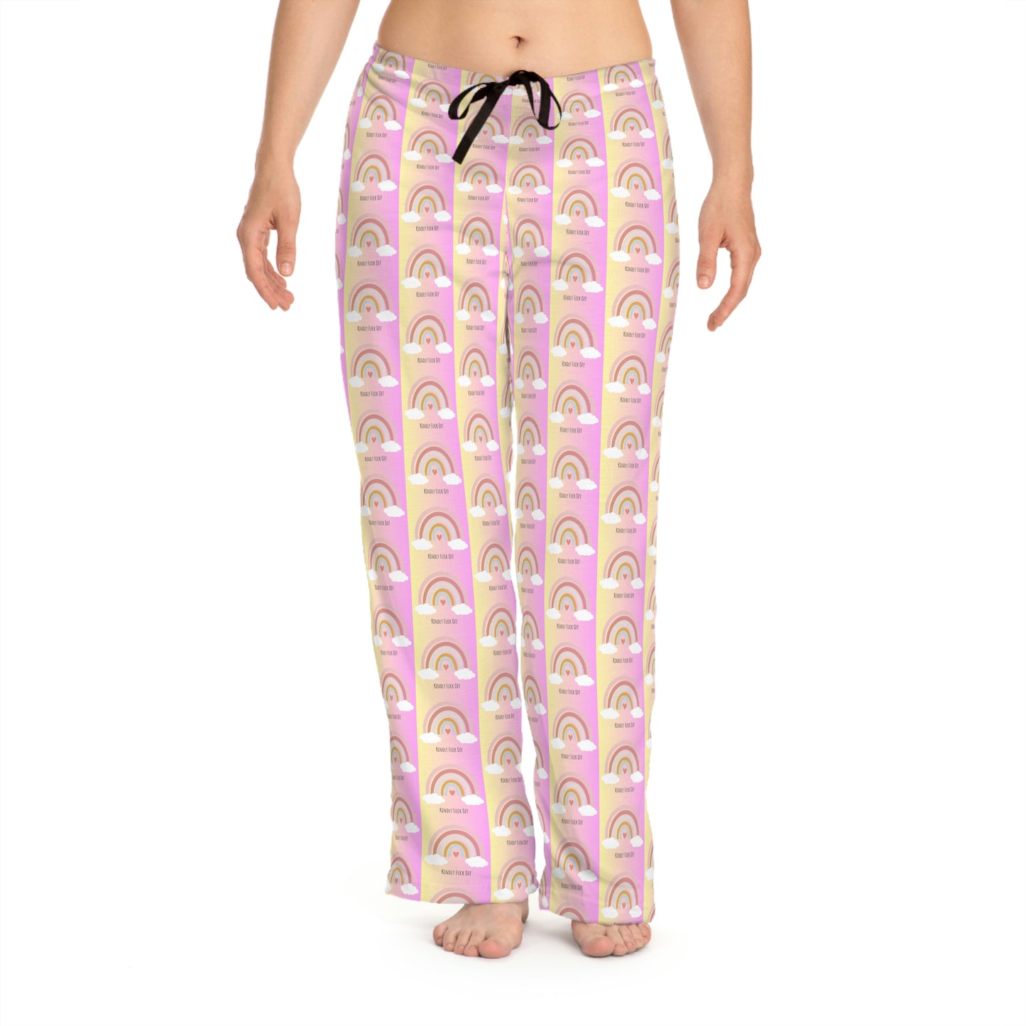 Rainbow Jersey Knit  Pajama Pants - Kindly Fuck Off (pink)