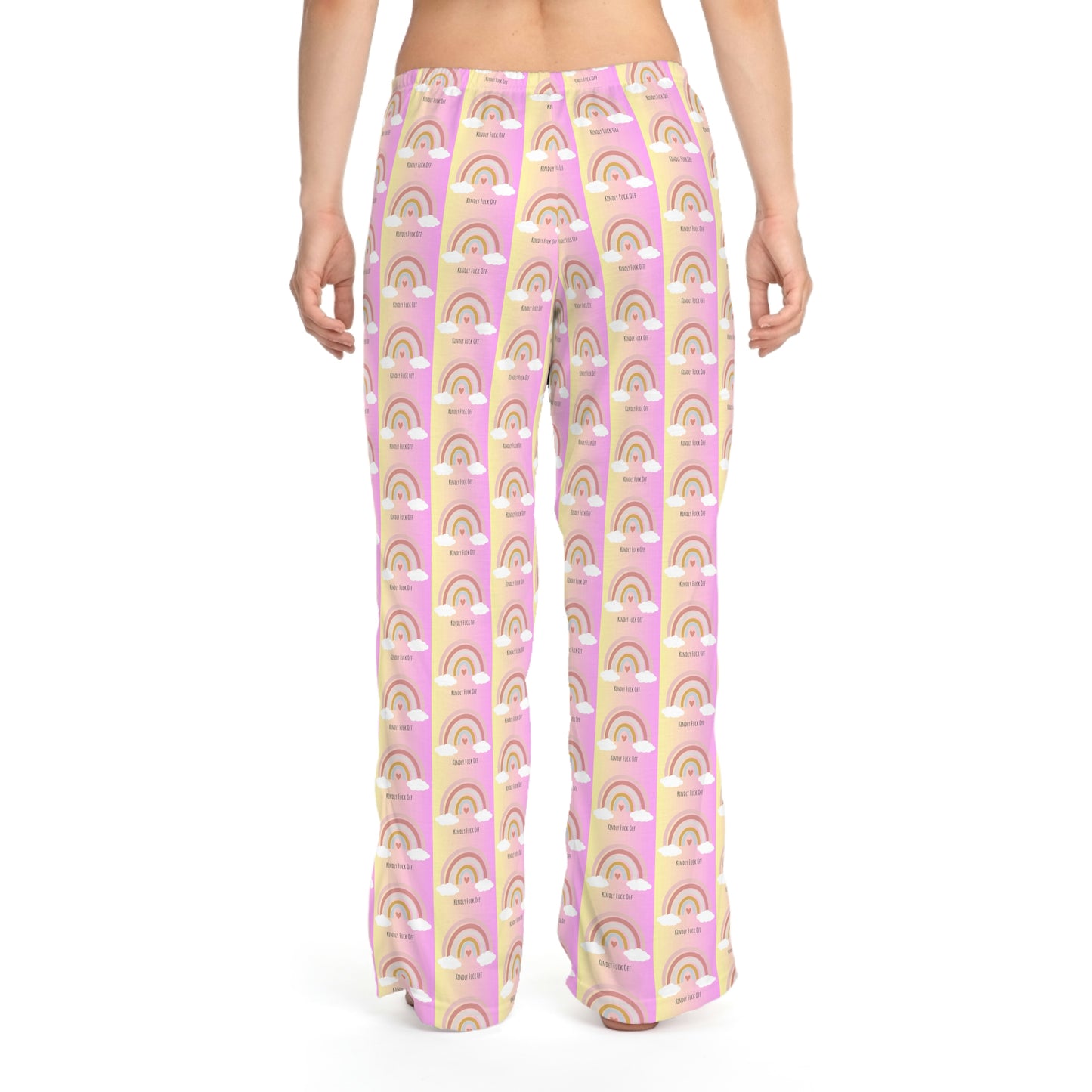 Rainbow Jersey Knit  Pajama Pants - Kindly Fuck Off (pink)