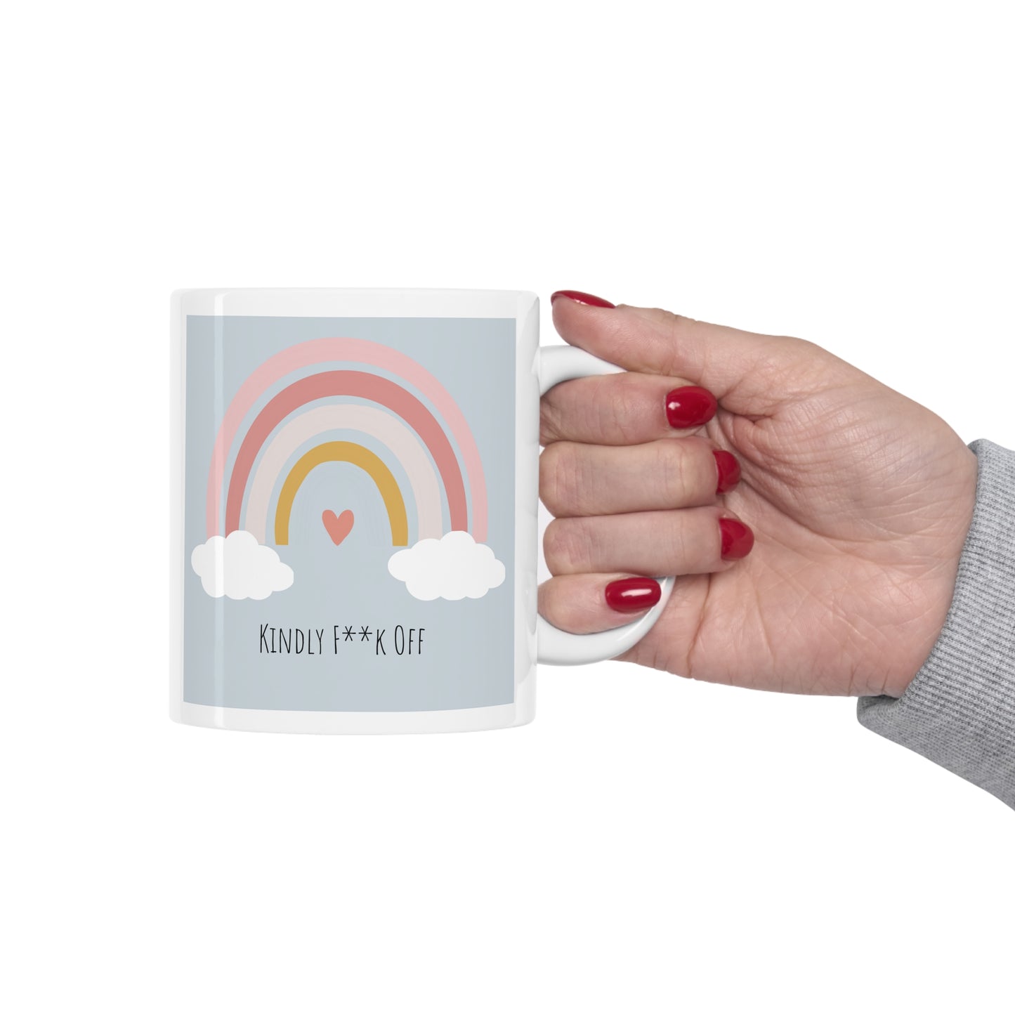 Rainbow Ceramic Mug 11oz- Kindly F**K Off (grey)