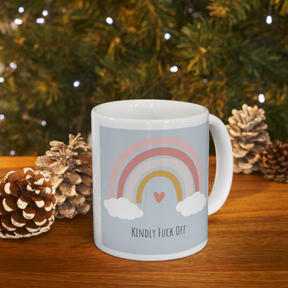 Rainbow Ceramic Mug 11oz- Kindly Fuck Off (grey)